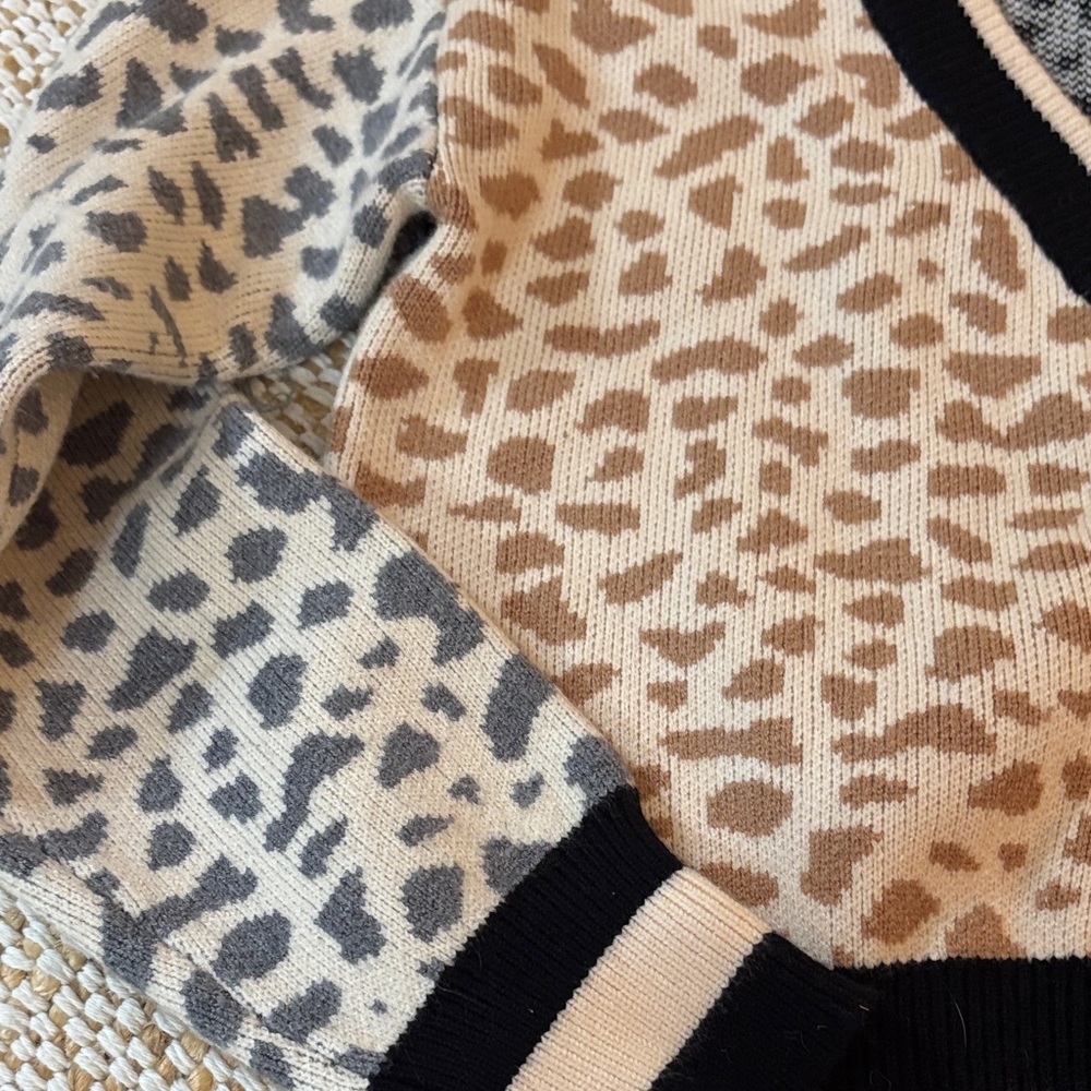 THML Leopard Print Cardigan Sweater - Black and Tan - Picture 5 of 6